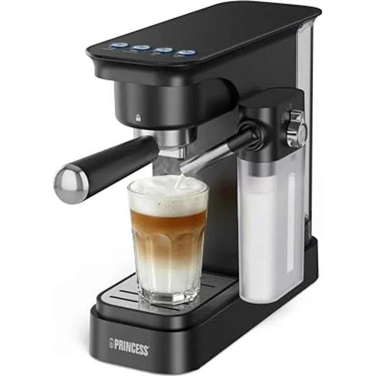 Princess 249422 Espressomaschine, 0,8 l, für gemahlenen Kaffee, 1400 W, schwarz