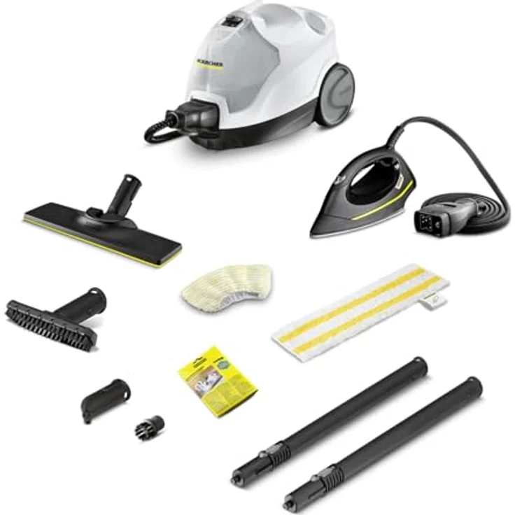Kärcher Dampfreiniger SC 4 EasyFix Iron, Dampfdruck: 3,5 bar, Aufheizzeit: 4 min., Leistung: 2.000 W, Flächenleistung: 100 m², 2-Tank-System: 0,5 l + 0,8 l, Bodendüse EasyFix, Dampfdruck-Bügeleisen – Bild 1