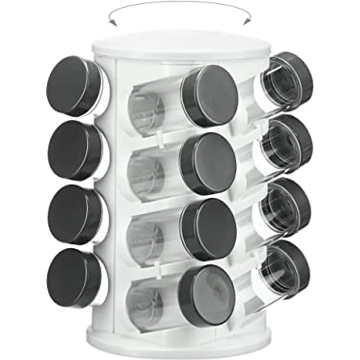 Relaxdays Gewürzständer, drehbarer Küchen Organizer mit 16 Behältern, Weiss – Bild 6