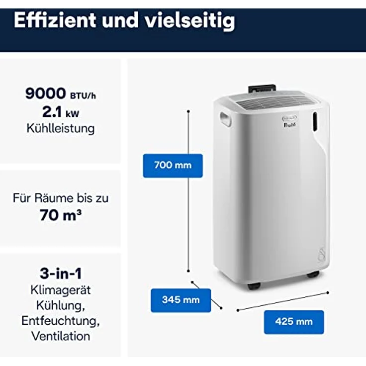 De'Longhi PAC EM77 Pinguino Mobiles Klimagerät, 9.600BTU – Bild 4