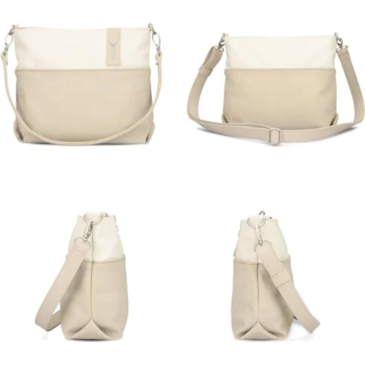 Zwei Jana Umhängetasche 27 cm, Beige, mit anpassbarem und abnehmbarem Schultergurt, aus widerstandsfähigem Polyurethan, zahlreiche Fächer mit Reißverschluss – Bild 3