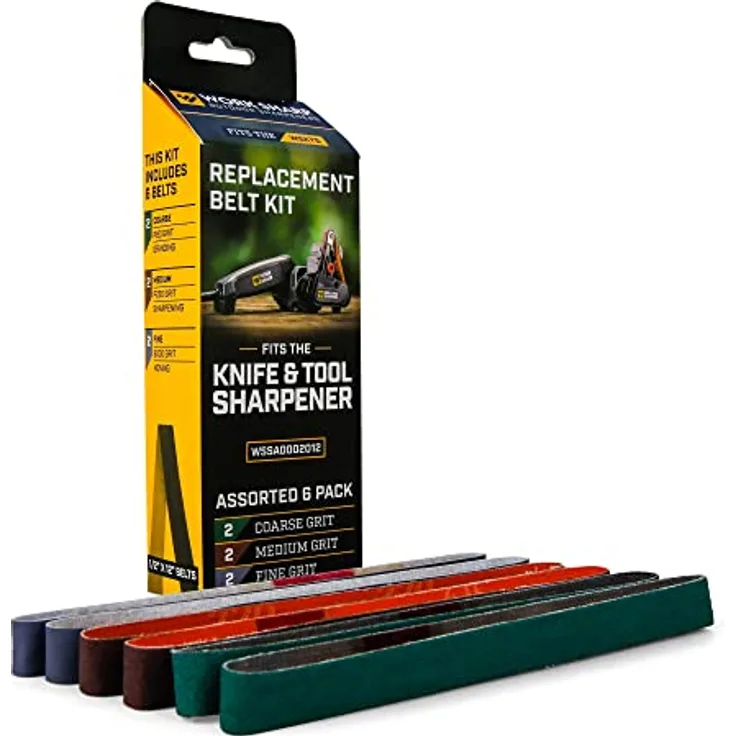 WORK SHARP® WSKTS Belt Kit 80/220 / 6000 - Premium Ersatz Schleifband Set für Knife & Tool Sharpener - Gewebe-Schleifband/Schärfband in Industrie Qualität