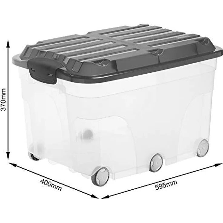 Rotho Roller 6 Aufbewahrungsbox 57l mit Deckel und Rollen, Kunststoff (PP) BPA-frei, transparent/anthrazit, 57l (59,5 x 40,0 x 37,0 cm) – Bild 4