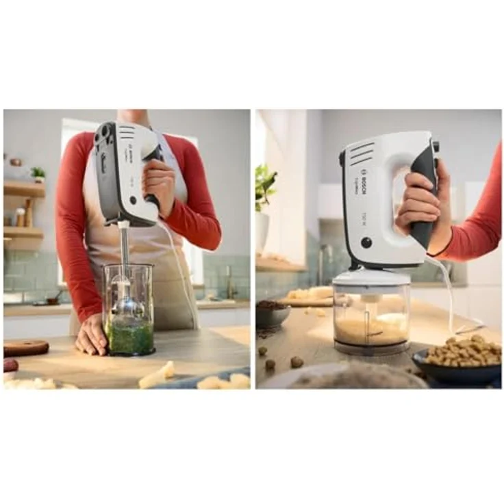 Bosch Hausgeräte MFQ37490, Handmixer mit 750 W Motor, ergonomischem Design und spülmaschinenfesten Teilen, Weiss/Grau – Bild 7