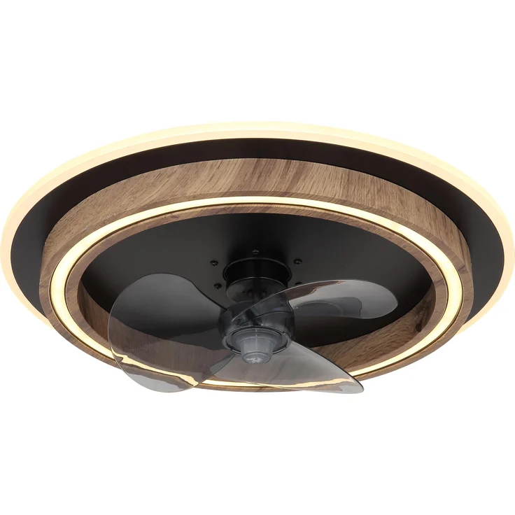 Globo Bozan, Deckenventilator mit dimmbarer Beleuchtung, Schwarz, 1550 Lumen, Farbtemperatur 3000 K bis 6000 K