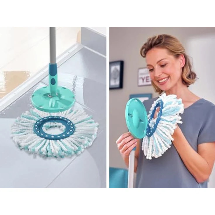 Leifheit Set Clean Twist M, Bodenwischer mit Mikrofaser Wischbezug für Laminat und Fliesen, Wischer mit Schleudertechnologie, Wischmopp für Rundum-Reinigung, Mop mit 42cm Wischbreite und Click-System – Bild 3
