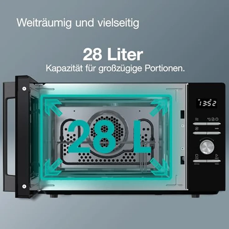 Gorenje MO28A5BH Mikrowelle mit Grill, Standgerät, 28 Liter Garraum, 900 Watt, Timer, schwarz – Bild 2