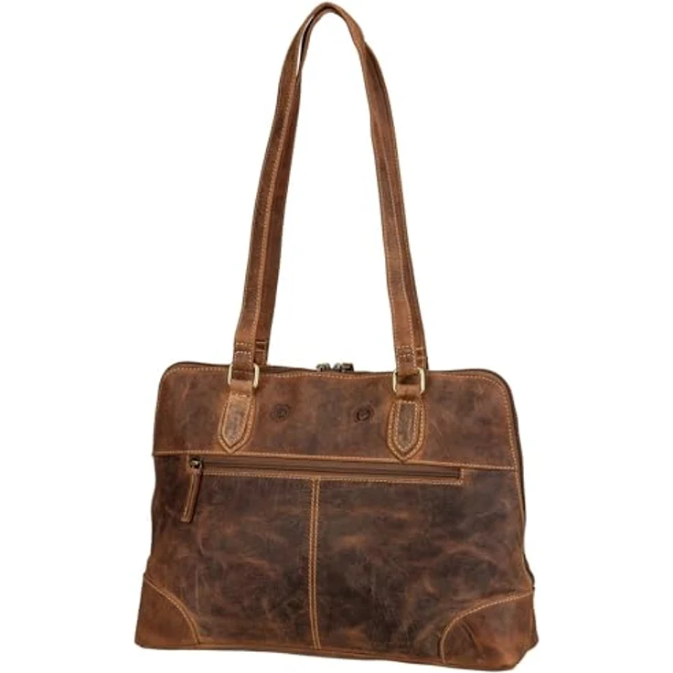 Greenburry Vintage Shopper Tasche, Leder mit Laptopfach, 37 cm, braun – Bild 2