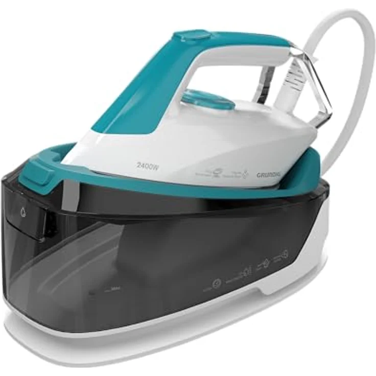 GRUNDIG SIS 6550 Dampfbügelstation, 2400 W, 6,5 bar, 110 g/min Dampf & 360 g/min Extra-Dampfstoß, Keramiksohle, 1,2 L Wassertank, schnellaufheizend, Weiß/Türkis – Bild 2