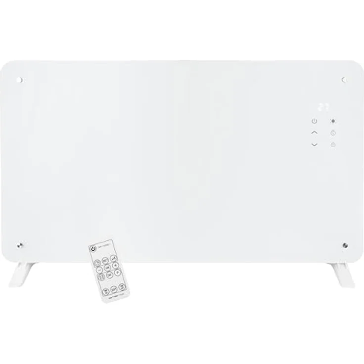 EMERIO Glaskonvektor GR-133080.1, Elektroheizkörper mit 2000 Watt, 76,5x47cm, Fernbedienung, LED Display, Thermostat 10-35°C, 24h Timer, IP24, Stand- oder Wandgerät – Bild 1
