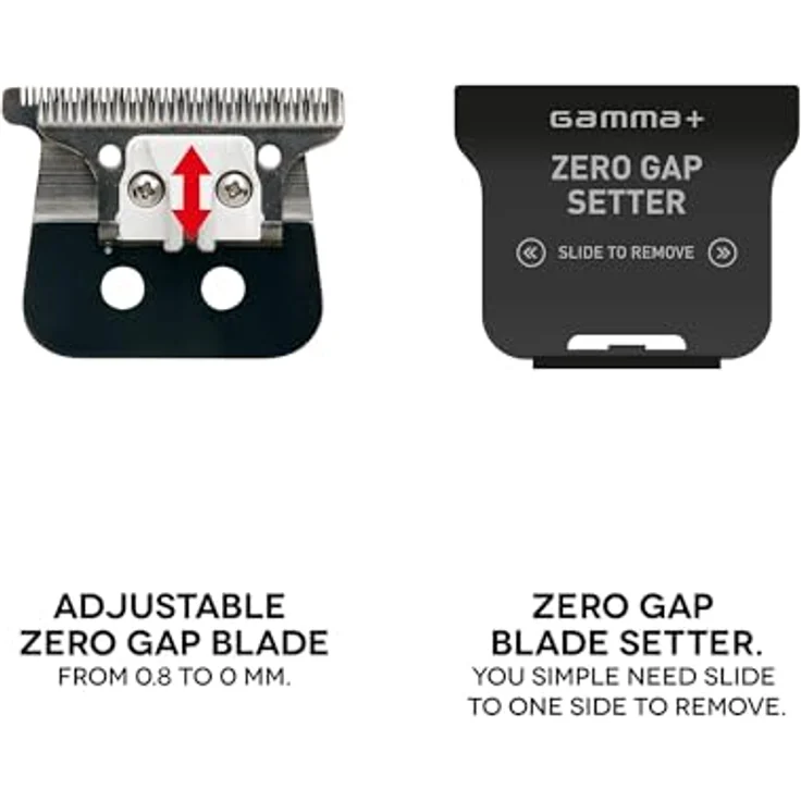GAMMA+ Boosted Trimmer Professioneller Herren-Haarschneider, Bartschneider mit Drehmotor 8.000 U/min, 120 Minuten kabellose Laufzeit, verstellbare Klinge 0 Gap, 3 Abdeckungen in Gold, Rot und Schwarz – Bild 5