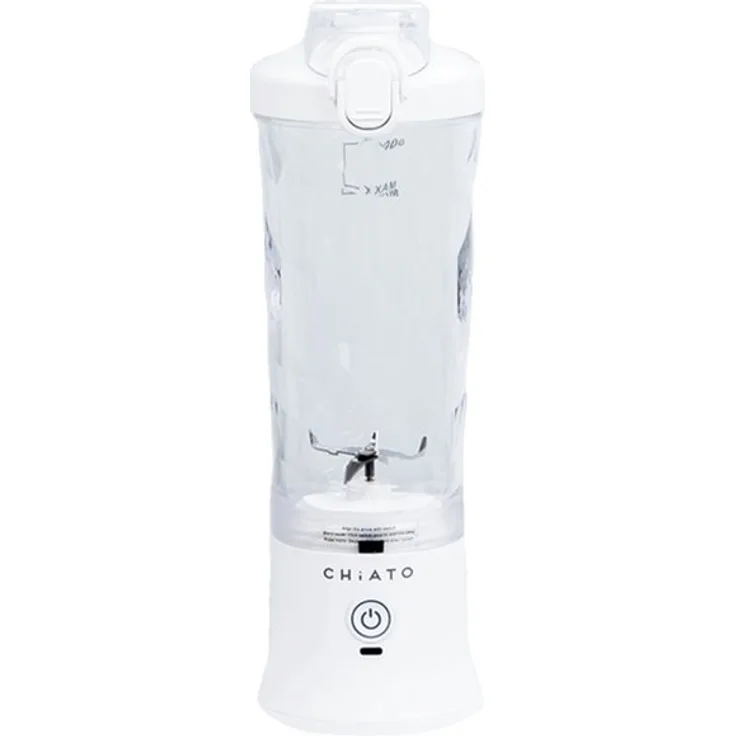 CHiATO BlendPLAY Travel Blender, tragbarer Akku-Smoothie-Maker mit 600 ml Fassungsvermögen, Weiß, USB-C Ladeanschluss, Mix- & Pulse-Modus