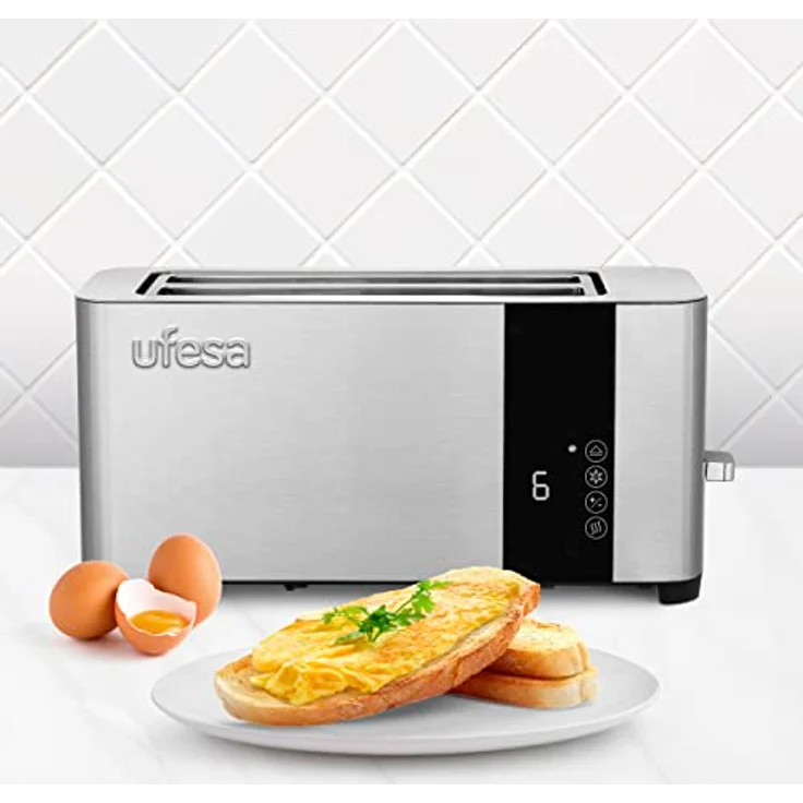 Ufesa Duo Plus Delux Toaster 2 Scheiben aus Edelstahl, LCD-Digitalbildschirm, 1400 W, Toaster Langschlitz, breiter Mund, 7 Röststufen – Bild 2