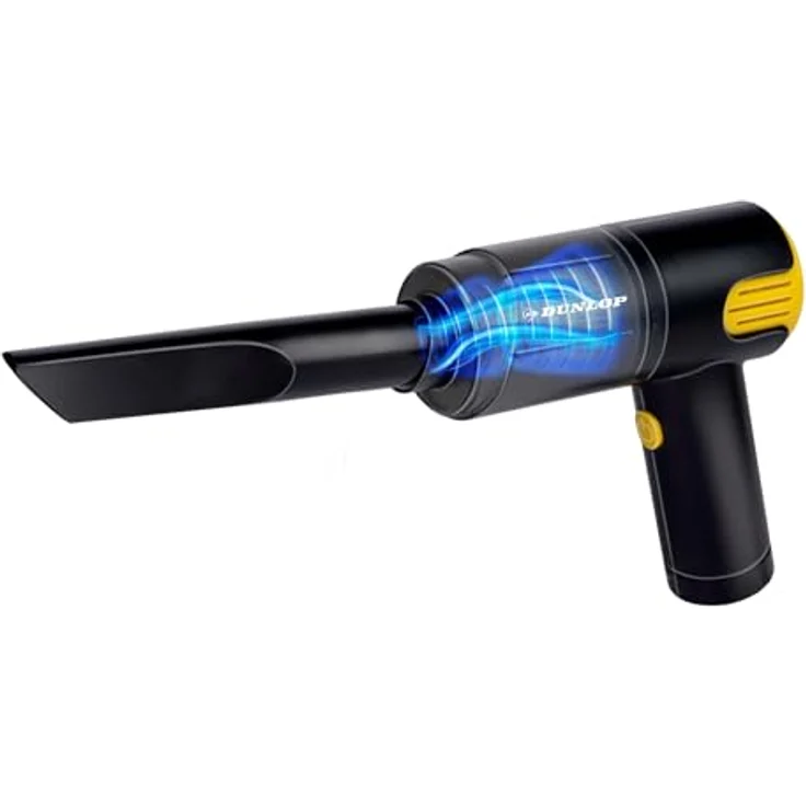 Dunlop Autostaubsauger 12V mit Feuerzeuganschluss, Nass- und Trockenreinigung, Fugen- und Bürstendüse, 3 Meter Kabel, Schwarz/Gelb – Bild 1