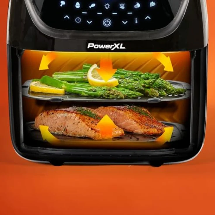 PowerXL Vortex PRO AirFryer XL - 8L, Heißluftfritteuse mit Sichtfenster und Touchscreen, 10 Programme, 1350W, Anti-Haftbeschichtung – Bild 3