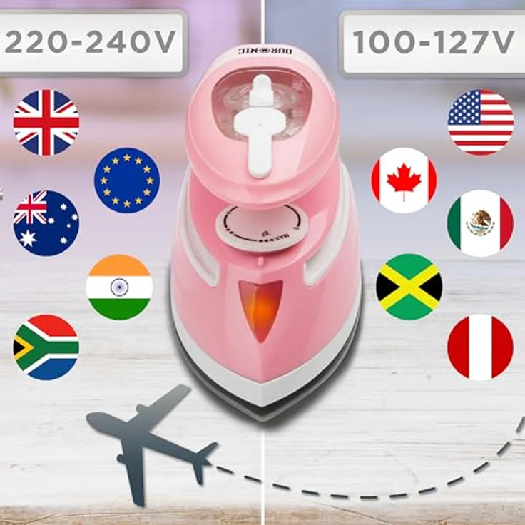 Duronic SI4 PW Mini Reise-Dampfbügeleisen, 420W mit variabler Temperaturregelung und 30 ml Wassertank, Pink-Weiß – Bild 7