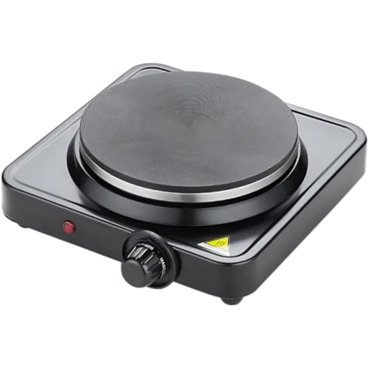 Retoo Elektrische Kochplatte für Küche oder Camping, Einzelkochplatte, Kochfeld für Büro, kleine Herdplatte, Temperatureinstellung, Mobile Campingkocher, Stove, 1000W Schwarz