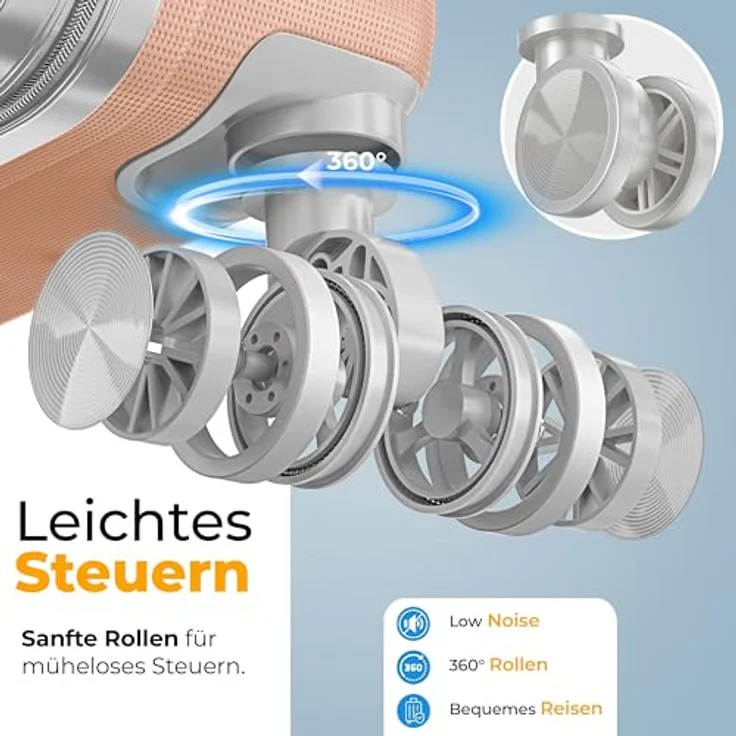 KESSER® Reisekoffer 120L ABS Hartschalenkoffer mit Zahlenschloss, Kofferwaage, Reisebrieftasche und 360° Rollen in Nude Grey – Bild 4