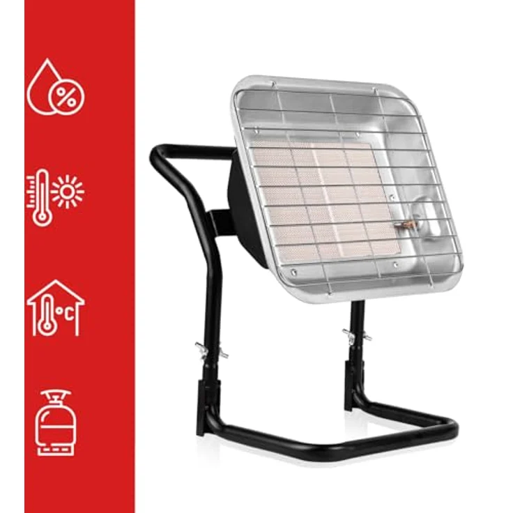 MalTec Gasheizstrahler Gazcamp 4,5kW Sunshine Camping inkl. Gasschlauch Gasdruckregler, Stufenlos einstellbare Leistung, Sicherheitssysteme, Robust & Mobil (blau) – Bild 4