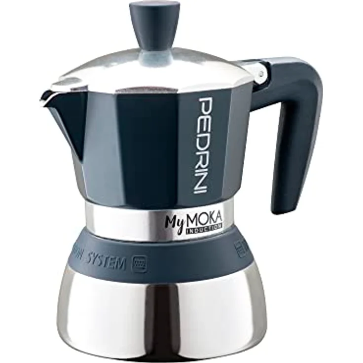 Pedrini MyMoka - Aluminium Induktion poliert - grauer Ring 2 Tassen – Bild 2