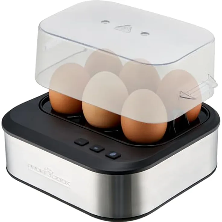 ProfiCook® PC-EK 1276 sprechender Eierkocher | kocht weich/mittel/hart | 6 Eier | Edelstahl mit Härtegradeinstellung