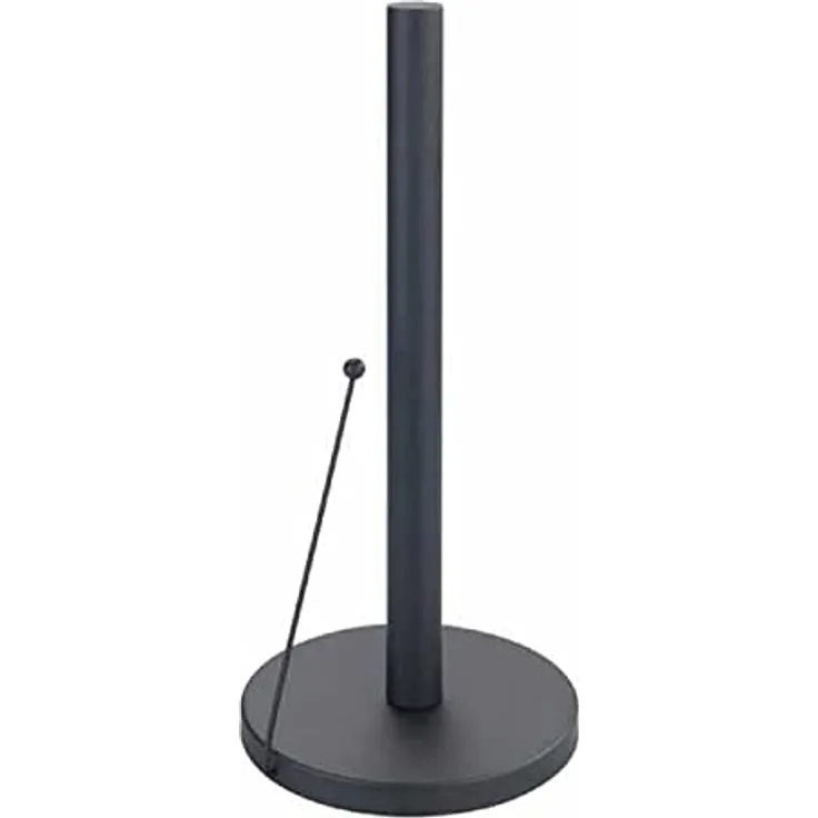 WENKO Küchenrollenhalter Clayton, Küchenhelfer, freistehender Halter für alle gängigen Küchenrollen ideal für die Küche, aus pulverbeschichtetem Metall, Küchenzubehör misst Ø 15 x 33 cm, Schwarz