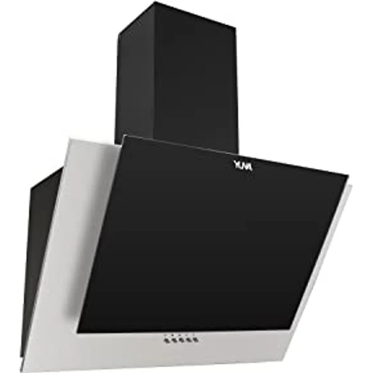 YUNA Dunstabzugshaube JULINA, 60 cm, kopffreie Schräghaube, Abluft/Umluft, 3 Leistungsstufen, schwarze Glas- und Edelstahlfront, 594 m³/h Luftstrom, wandmontierbar – Bild 3