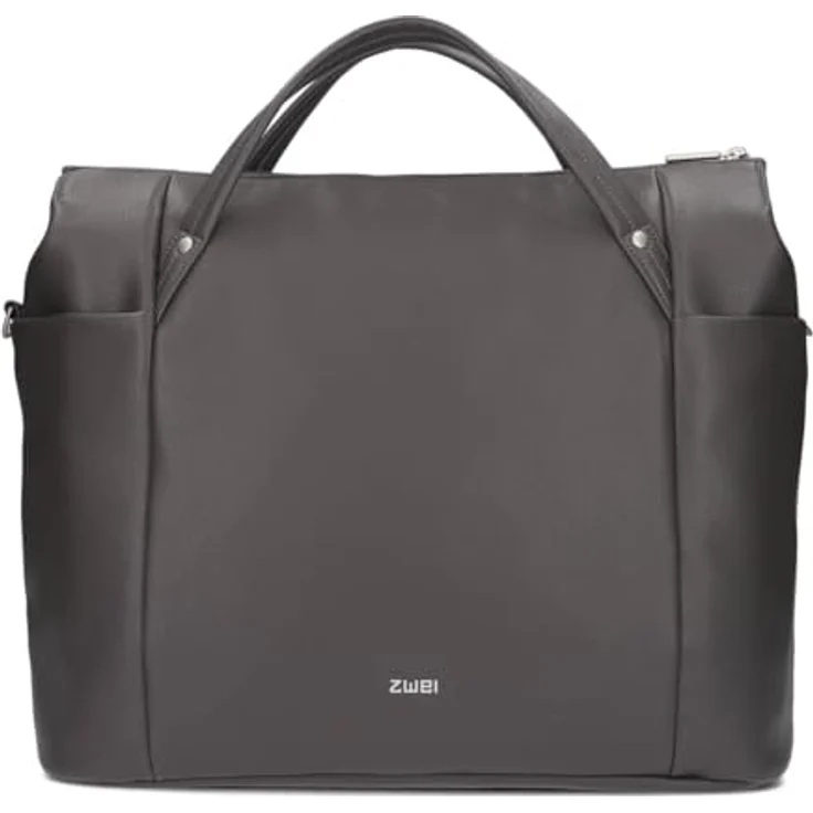 ZWEI Handtasche Pia PI160, elegante Shopper Tote Bag aus genarbtem Kunstleder, grau, 49 x 16 x 36 cm – Bild 2