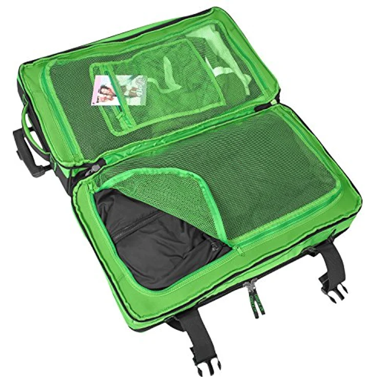 BoGi Bag Rollkoffer Reisekoffer, 72 cm, 85 L, Schwarz/Grün - Stabiler Trolley mit Skaterrollen und 2 Packzonen – Bild 5