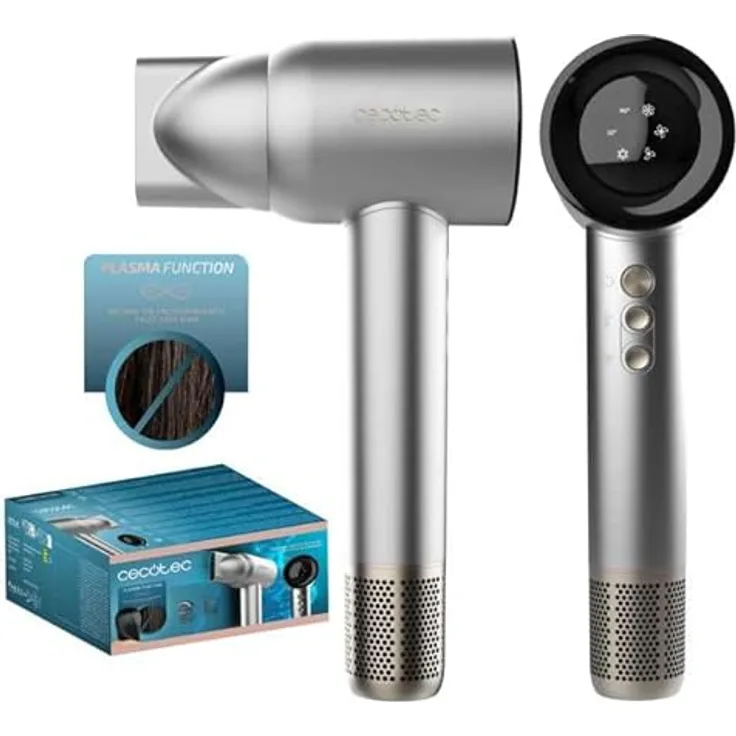 Cecotec IoniCare RockStar Nano IonTech Haartrockner mit Plasma, 2400 W, 110.000 U/min, Display, intelligente Temperaturkontrolle, 3 Temperaturstufen, Memory-Funktion, klappbar