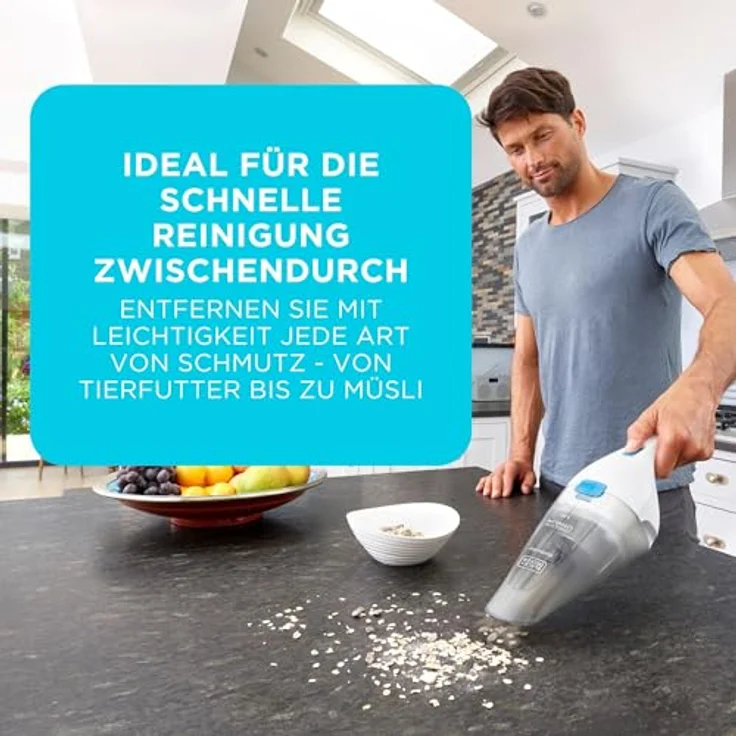 Black+Decker Akku-Handstaubsauger Dustbuster (3,6V Lithium, Handsauger beutellos + kabellos, breite Saugöffnung, Abnehmbarer Staubfangbehälter, inkl. Ladekabel) NVC115JL – Bild 2