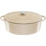 Tefal E25906 LOV Ovaler Bräter 34 cm | wiedergewonnenes Gusseisen | optimale Wärmespeicherung | für alle Herdarten | induktionsgeeignet | backofengeeignet bis 250°C | spülmaschinenfest | Beige