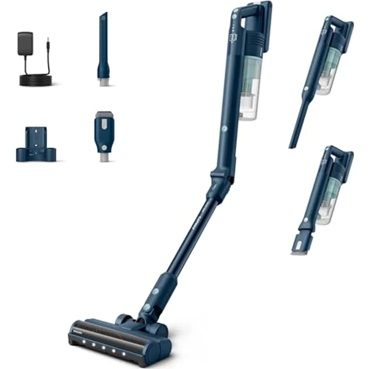 Philips Nass-Trocken-Akkusauger XC5242/10 5000 Series „Teppichwunder“, 50,4 W, beutellos, mit Aqua-Modul, 60 Minuten Laufzeit, blau