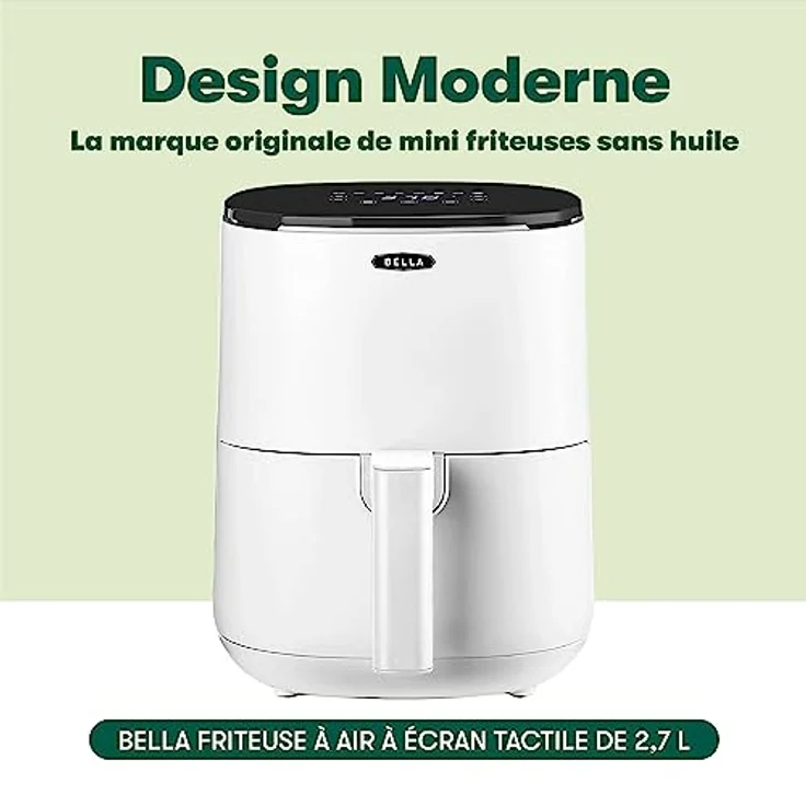 BELLA 2,7 l Touchscreen-Luftfritteuse, ölfreies Frittieren, spülmaschinenfeste Antihaft-Pfanne und Frittiergestell für einfache Reinigung, mattes weiß – Bild 2