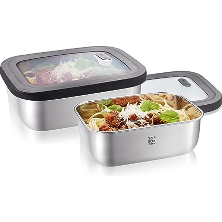 GEFU Frischhaltedosen-Set Provido, 2-teilig, rechteckig, mit Frische- und Vorratskontrolle per App