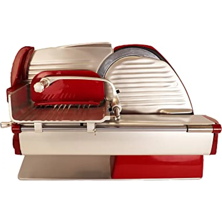 Berkel Aufschnittmaschine Home Line 200 Plus in rot - Küchenschneidemaschine mit 19,5 cm Klingendurchmesser und handgefertigtem Fassholzbrett - Sonderangebot – Bild 4