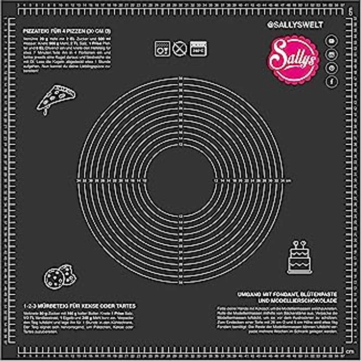 Sallys Silikon Backmatte/Gewebematte - Silikon - groß (60x60) BPA frei - Antihaftbeschichtung, präzise Messungen, leicht zu reinigen, Platzsparend, umweltfreundlich – Bild 1