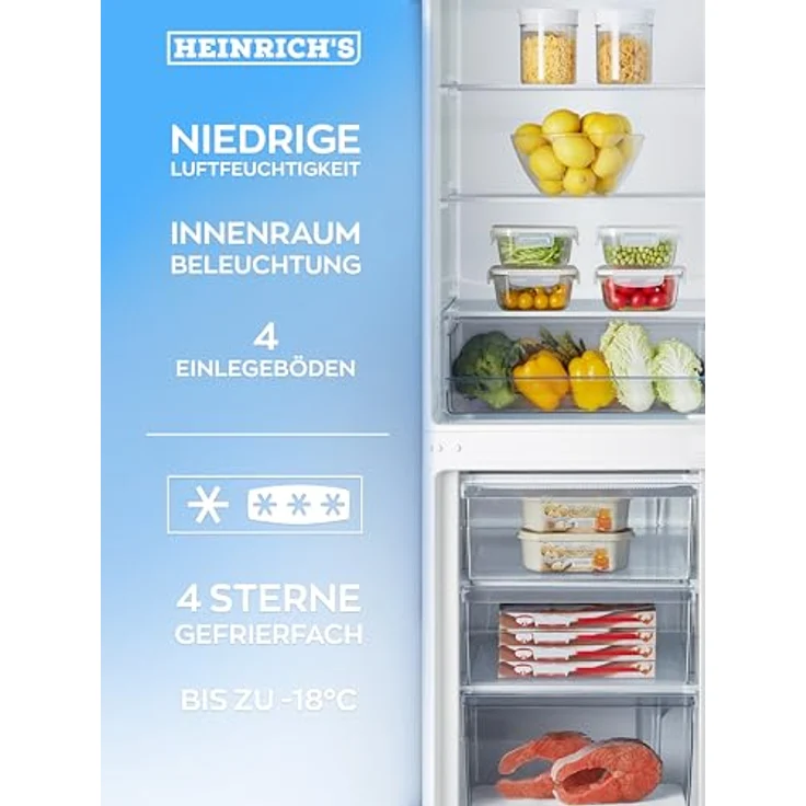 Heinrich´s HEINRICHS Kühlgefrierkombination 269 Liter, LED Beleuchtung, leise 39dB, weiß – Bild 5