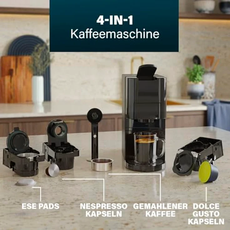 PRINCESS Kapselmaschine Princess 01.249454.01.001, Multikapsel-Kaffeemaschine mit 19-Bar-Pumpe, Schwarz – Bild 3