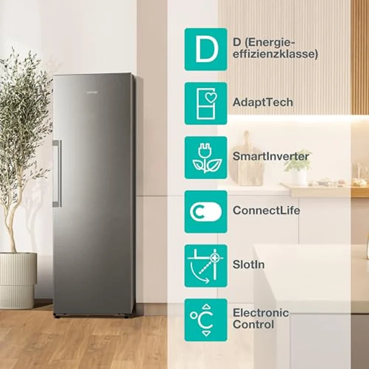 Gorenje RN618D6X6WF Kühlschrank 372L Edelstahl, SmartFit, WiFi, Inverter, CrispZone mit Feuchteregler, 185,6 cm – Bild 3