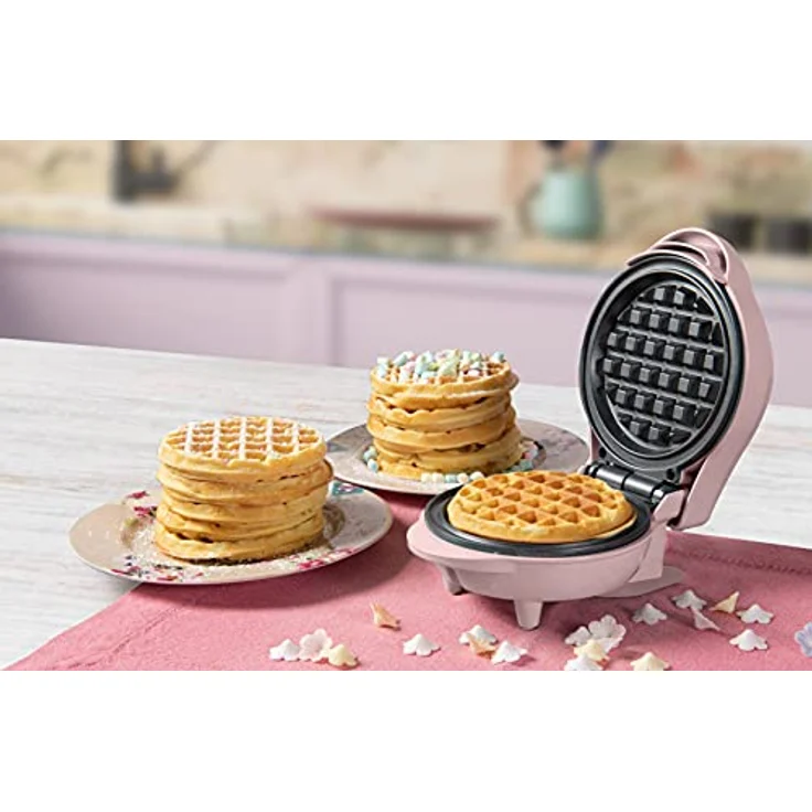 Bestron AMW500P Mini-Waffelautomat, Waffeleisen, 550W, Backampel, antihaftbeschichtet, rosa – Bild 4