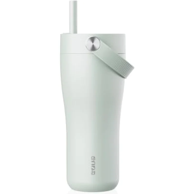 EQUA Carry Cup, Edelstahl Isolierte Trinkflasche mit klappbarem Strohhalm und weichem Tragegriff, 600ml, 15 Stunden kalt oder 8 Stunden heiß, 100% auslaufsicher, Mint – Bild 1
