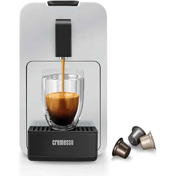 Cremesso Viva Elegante Kaffeekapselautomat, elegante Kapselmaschine in Schwarz und Silber mit Lungo Grande Funktion, Wasserknappheits- und Kapselzählanzeige – Bild 2