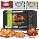 Turbotronic/Retro Minibackofen mit Umluft / 45l / schwarz, rot, blau, beige / 2000W, Mini Backofen, Pizzaofen, Grill (beige)
