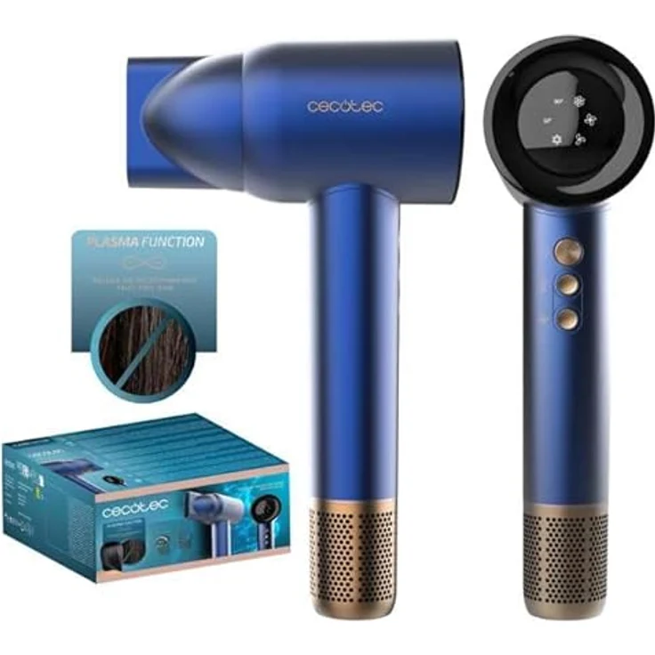 Cecotec IoniCare RockStar Nano IonTech Blue, Haartrockner mit Plasma, 110.000 U/min, Display, intelligente Temperaturkontrolle, 3 Temperaturstufen, Memory-Funktion – Bild 1