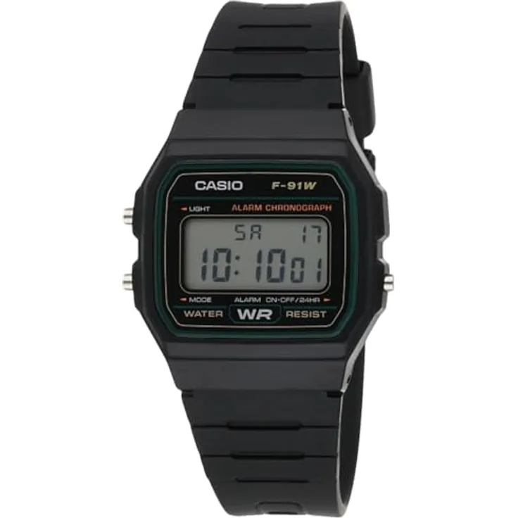 Casio F-91W-3DG Armbanduhr schwarz, Digital, Mineral, 9 Stück
