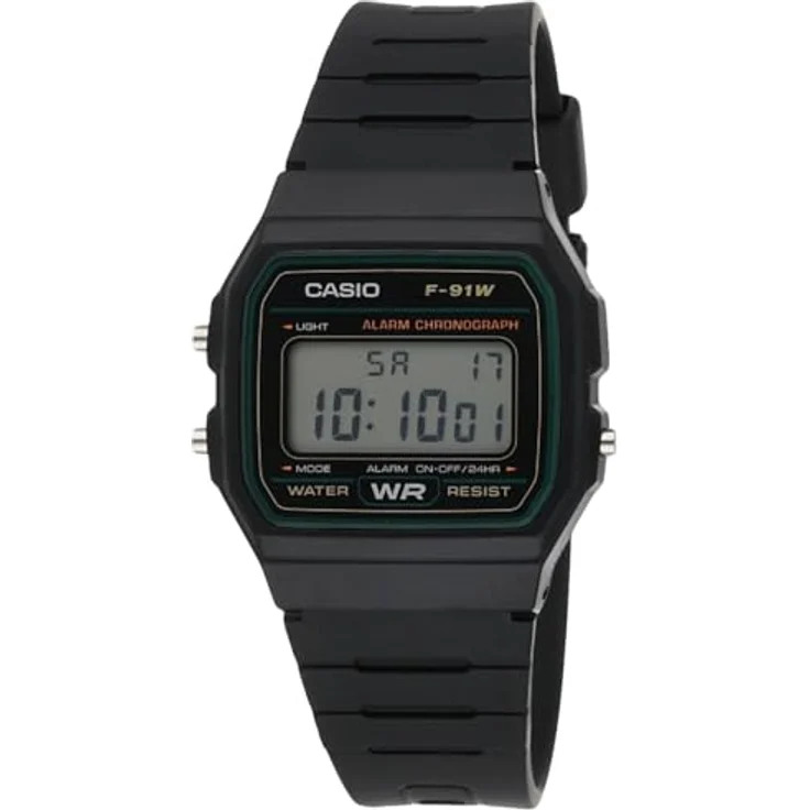 Casio F-91W-3DG Armbanduhr schwarz, Digital, Mineral, 9 Stück – Bild 1