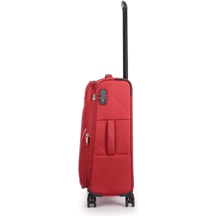 Stratic Strong Koffer Weichschale Reisekoffer Trolley Rollkoffer Handgepäck, TSA Kofferschloss, 4 Rollen, Erweiterbar, Größe M, Rot – Bild 4