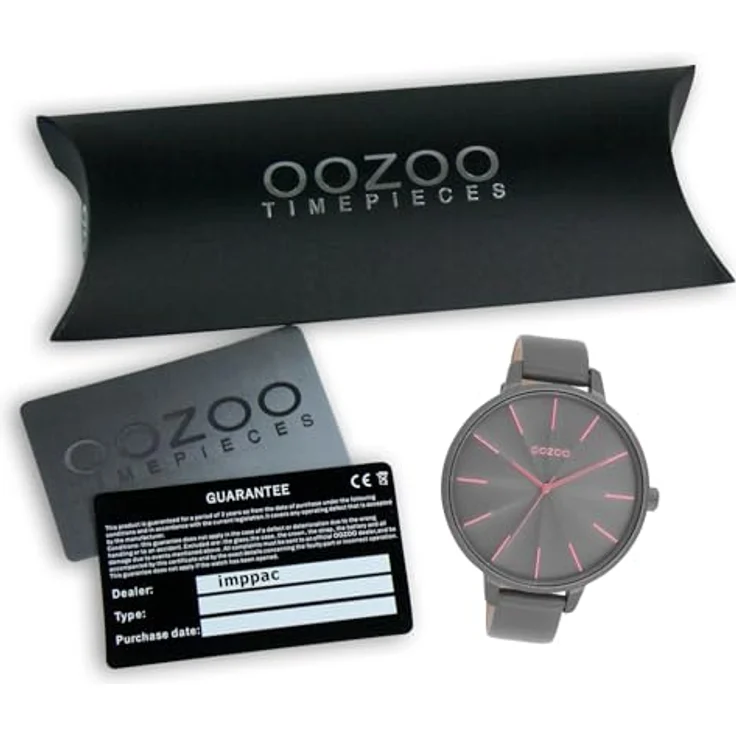Oozoo Timepieces Damen Uhr C11254 | Armbanduhr Damen mit Lederarmband | Japanisches Quarzwerk | Modernes Design | Smoke Grey/Pink Shell – Bild 5