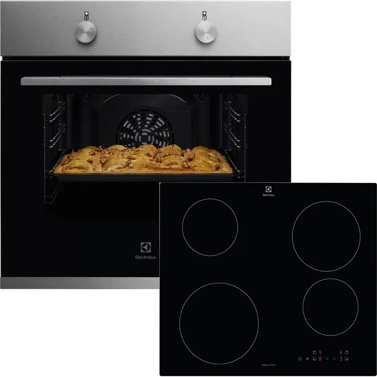 Electrolux ELXB2K Herdset, Einbaubackofen mit Even Cooking System und AquaClean, Schwarz